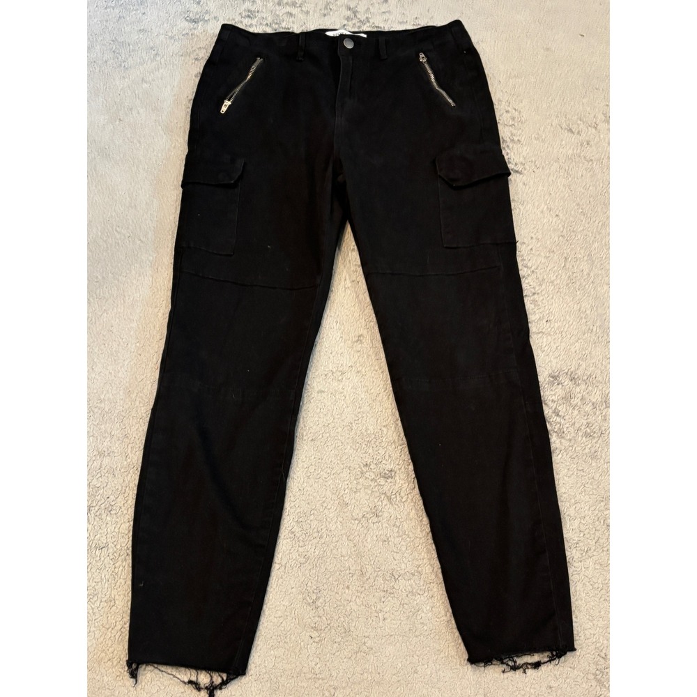 Velvet Heart Maddox Mid Rise Skinny Cargo Pants Black Raw Hem Size 31 DUX-1743